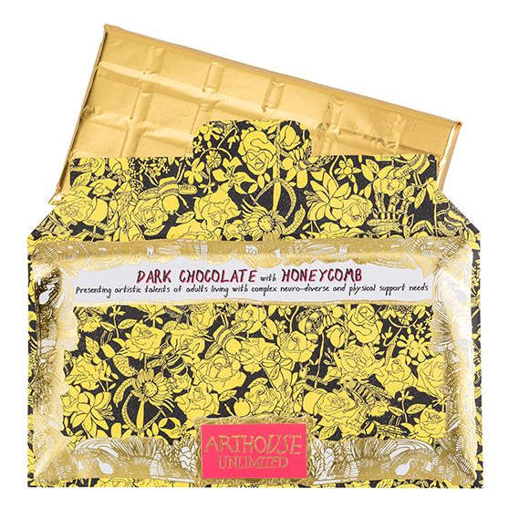 ArtHouse Unlimited Chocolate Bar Bee Free Dark Chocolate with Honeycomb CHOC063 open