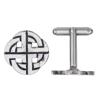 Art Pewter Round Celtic Knotwork Cufflinks 114 front and side