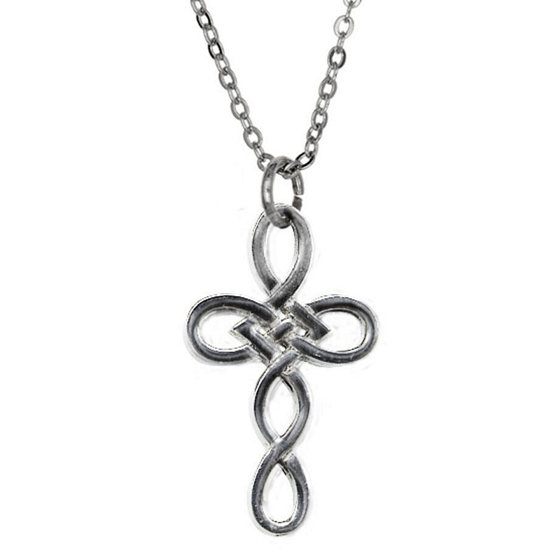 Pewter Iona Celtic Knotwork Cross Pendant Necklace 226P
