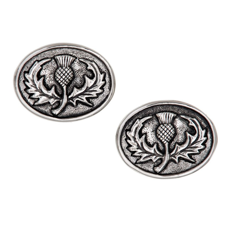 Pewter Oval Thistle Cufflinks 113 front