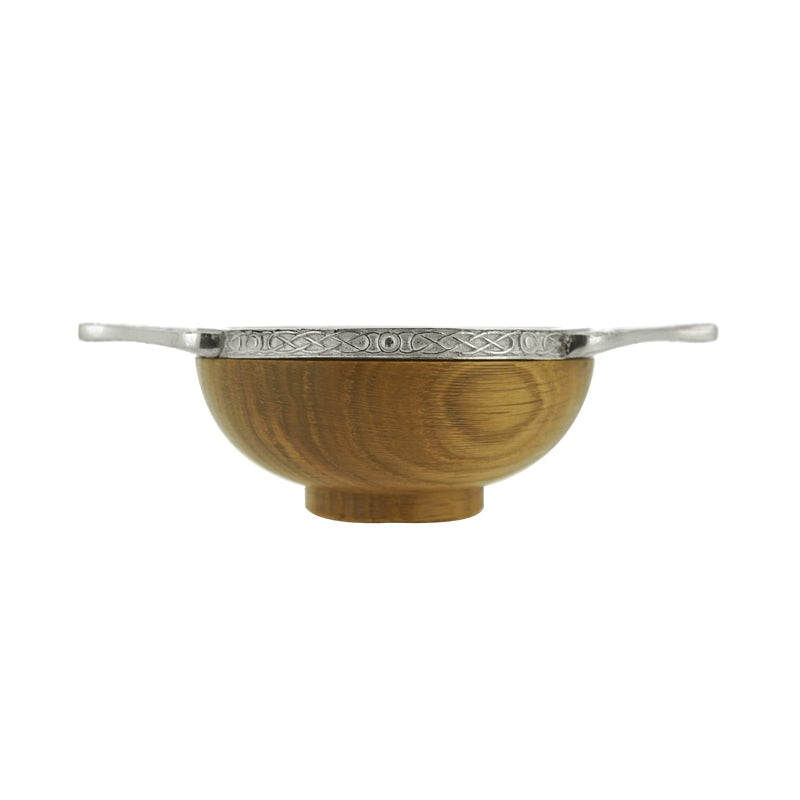 Wooden Quaich with Pewter Thistle Handles WQ1 side