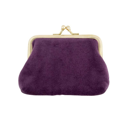 ArteBene Clip Close Purple Velvet Purse Gold Flower 241068 back