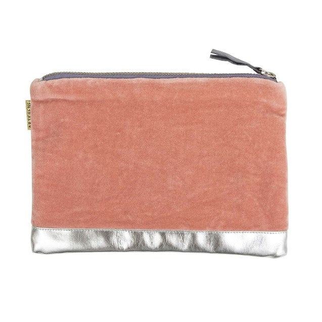 ArteBene Cosmetics Bag Pink Velvet Silver Heart 241029 back