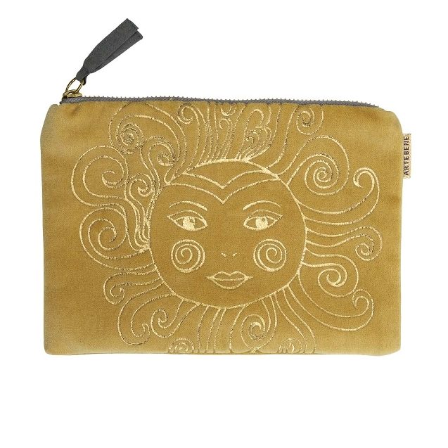 ArteBene Cosmetics Bag Yellow Velvet Golden Sun 241030 front