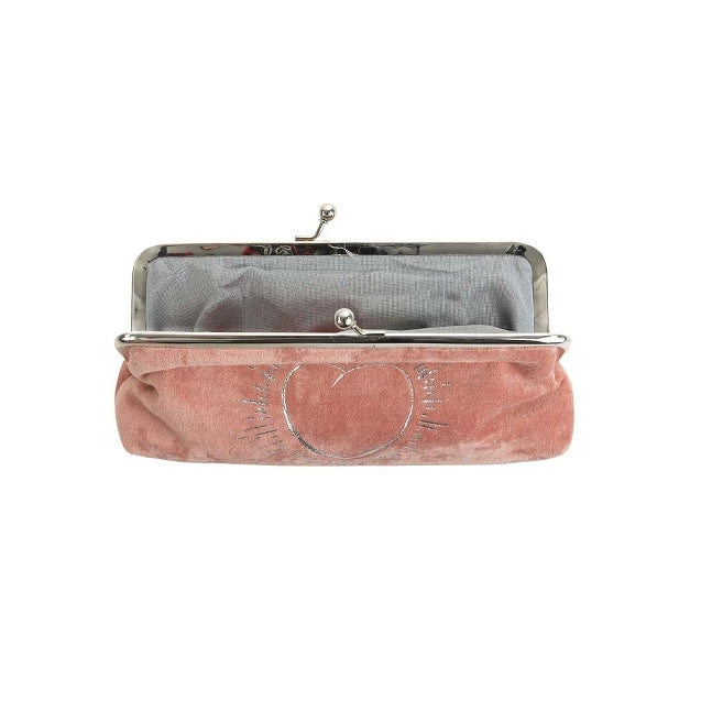 ArteBene Cosmetics Clip Bag Pink Velvet Silver Heart 241041 open