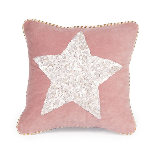 ArteBene Cushion Pink Velvet Sequin Star 240599 front