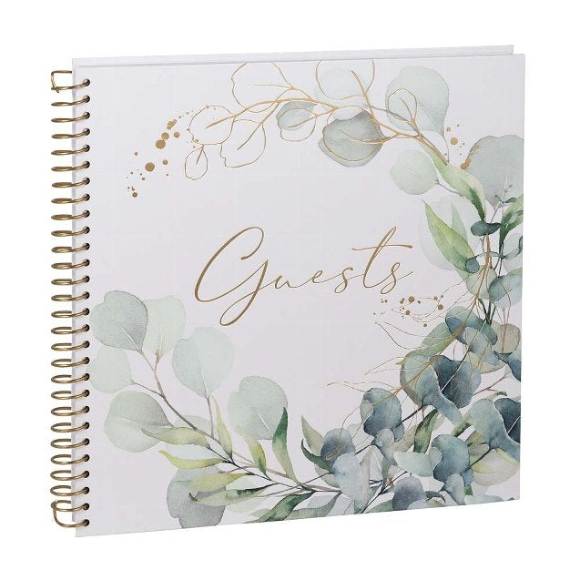 Guestbook White with Leaf Design