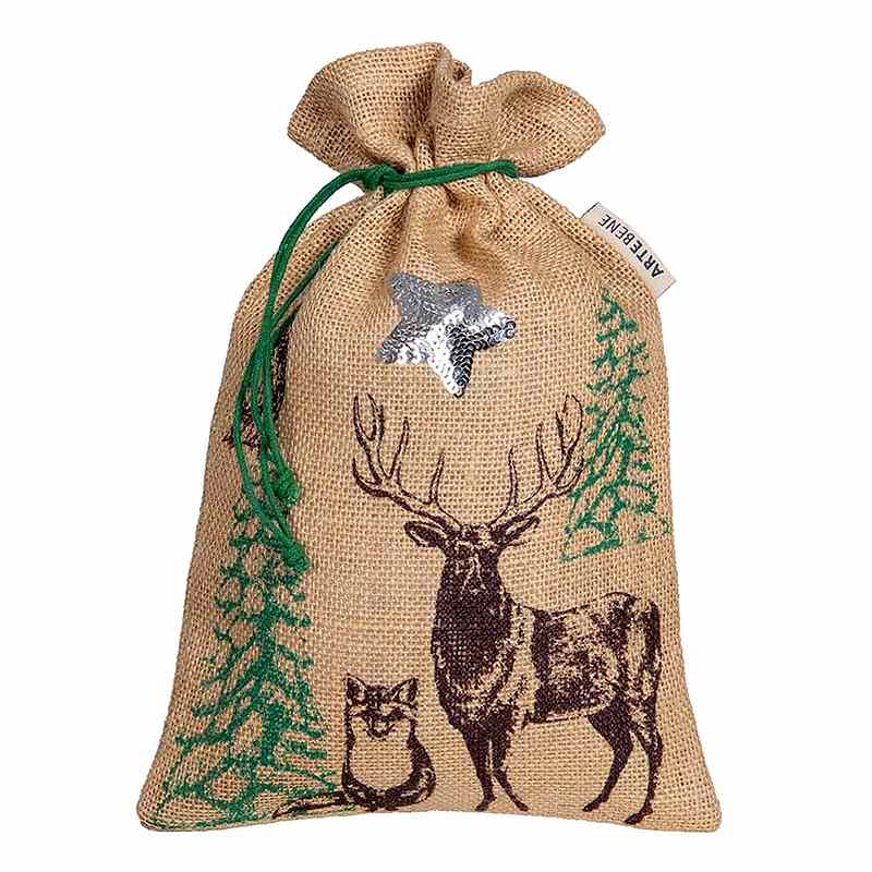 ArteBene Jute Gift Bag Stag 205122 in use