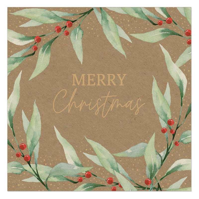 ArteBene Paper Napkins Merry Christmas Organics Natural 132958