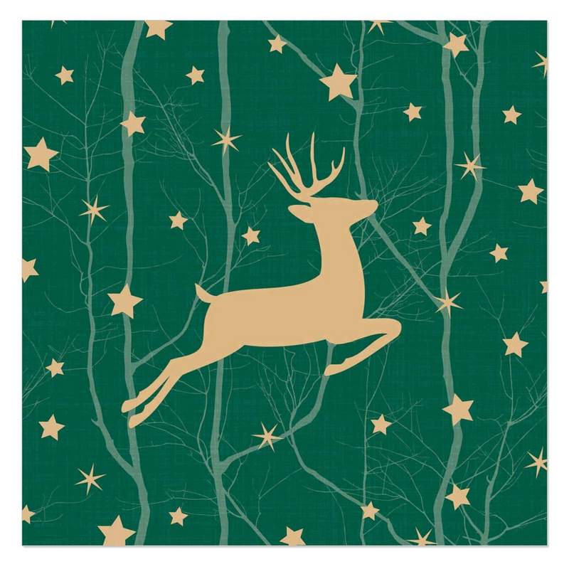 ArteBene Paper Napkins Stag and Stars on Green 132965 front