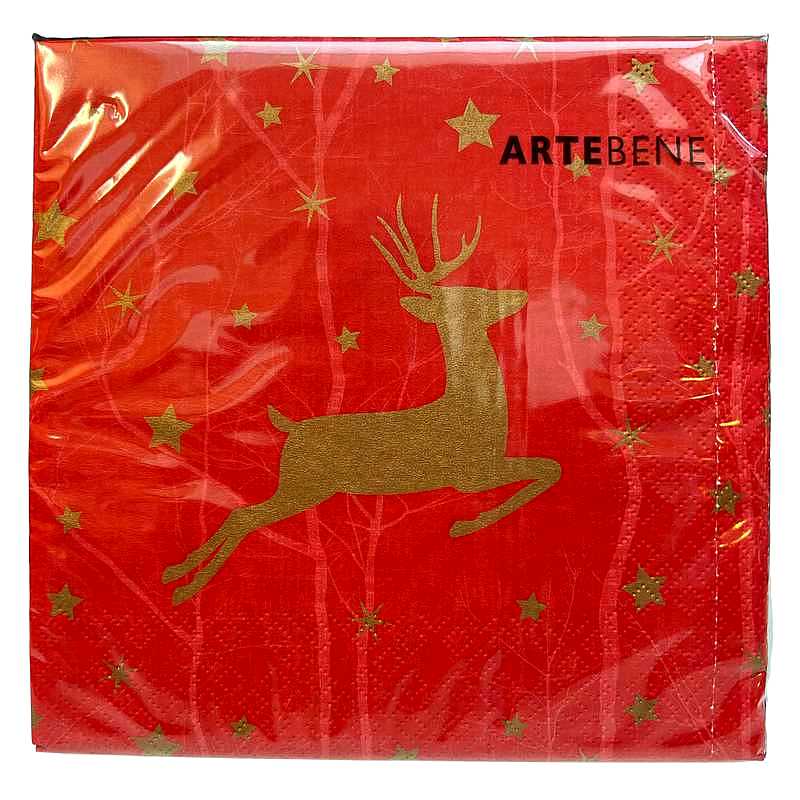 ArteBene Paper Napkins Stag and Stars on Red 132963