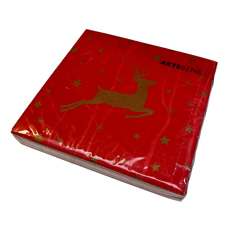 ArteBene Paper Napkins Stag and Stars on Red 132963 side