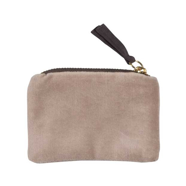 ArteBene Velvet Zip Coin Purse Beige 240660 back