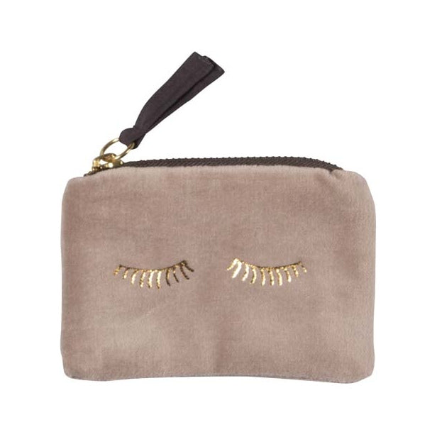 ArteBene Velvet Zip Coin Purse Beige 240660 front