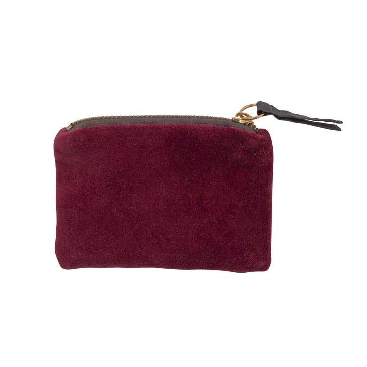 ArteBene Velvet Zip Coin Purse Burgundy Happy 240797 back