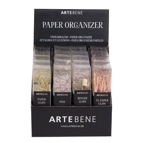 Artebene Paper Organiser Selection of Paperclips, Drawing pins & Binder clips.