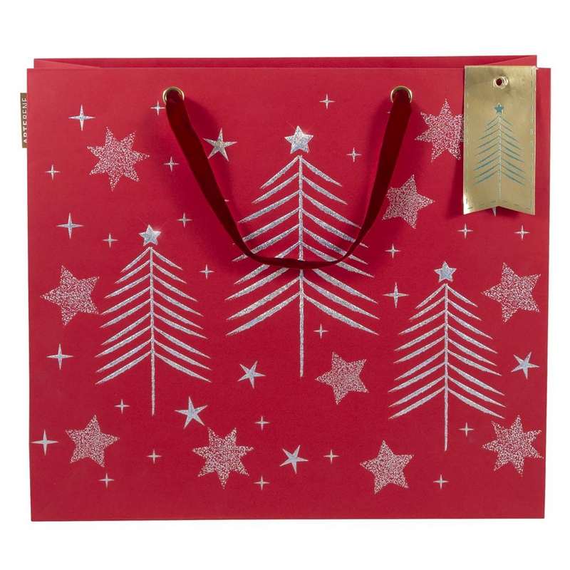 Artebene Christmas Gift Bag Red & Silver Large 204963 front