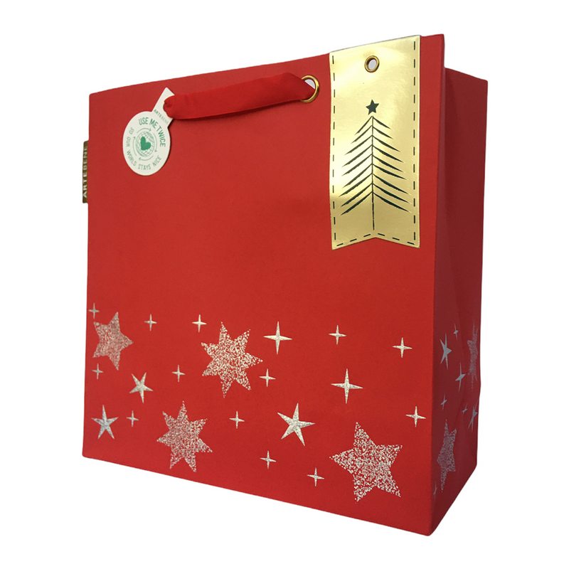 Artebene Christmas Gift Bag Red & Silver front