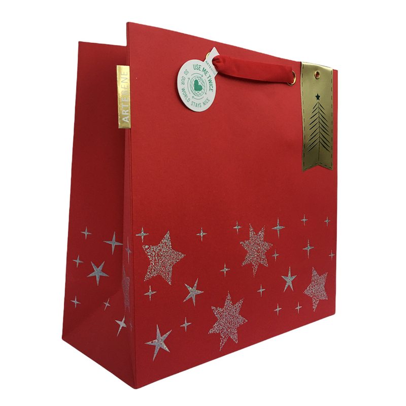 Artebene Christmas Gift Bag Red & Silver side