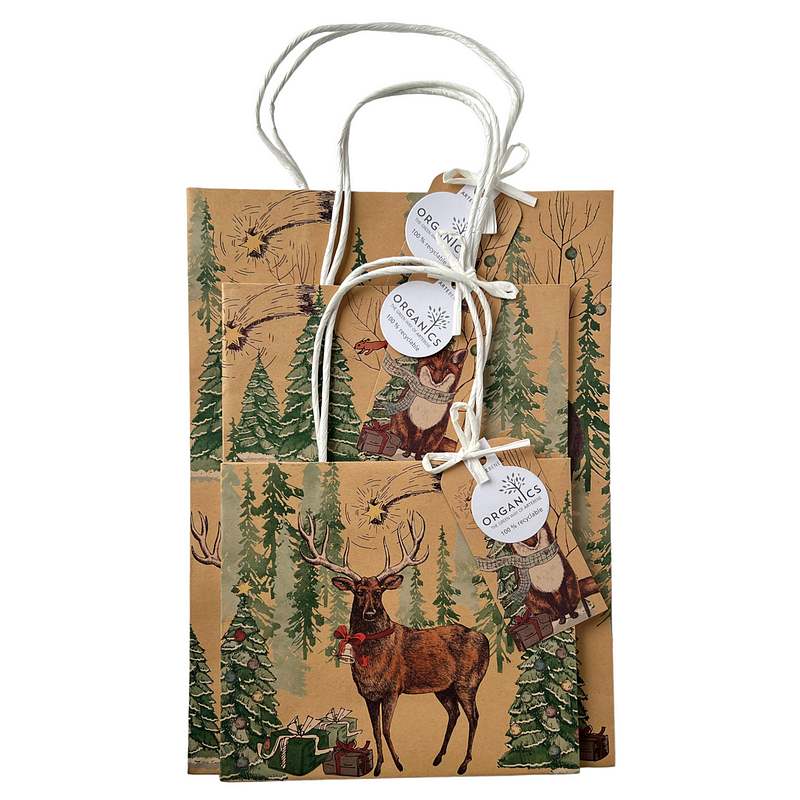 Artebene Christmas Gift Bags Triple Set Forest Scene 205212 set of 3