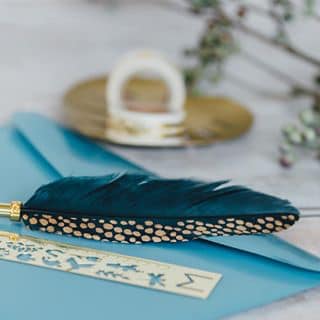 Artebene Feather Pen Gold Spots On Black