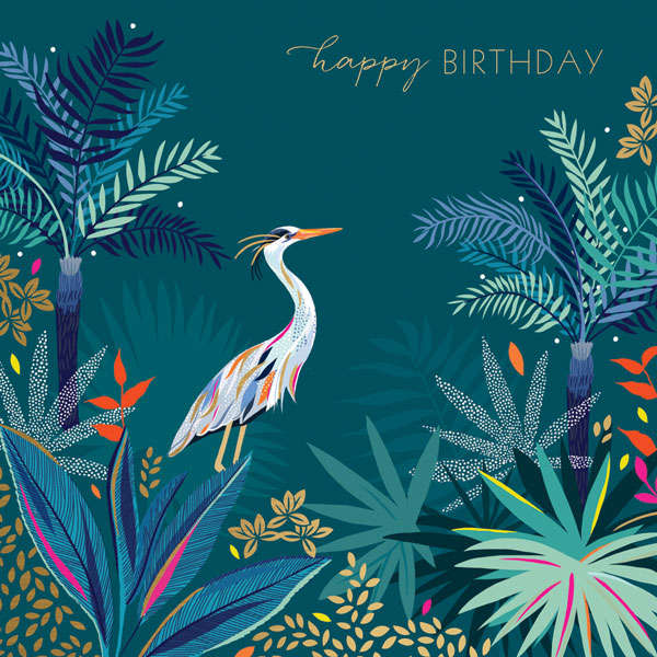 Artfile Heron In Jungle Birthday Card SAM70
