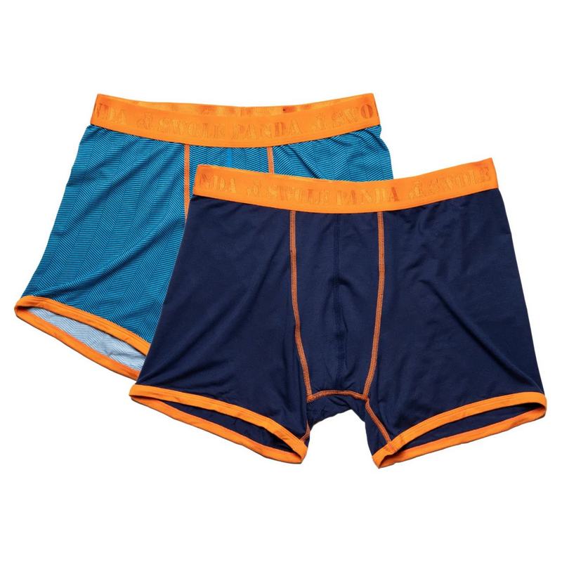 Bamboo Boxers Twin Pack Navy & Blue Herringbone main