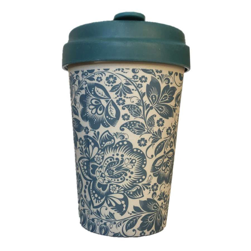 Bamboo Cup Blue Flowers front