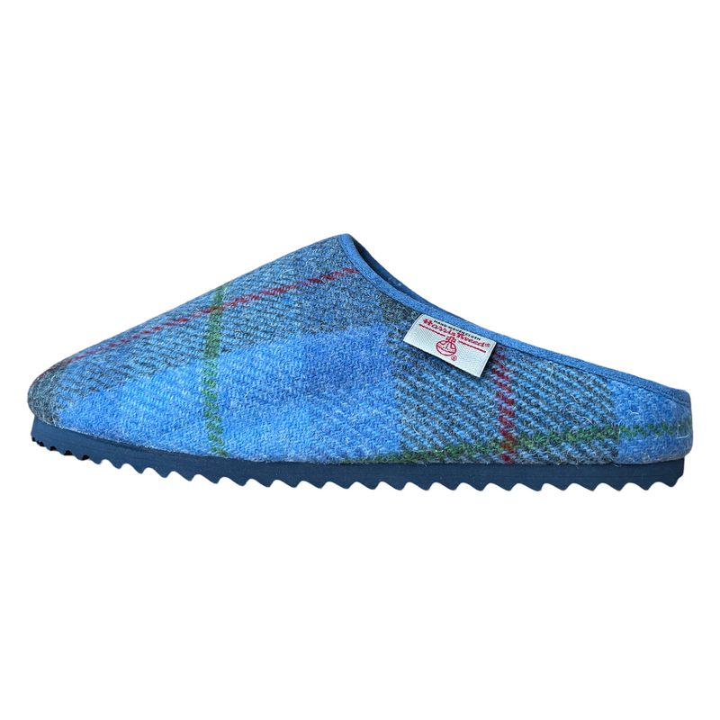 Bedroom Athletics Archie Denim Blue Harris Tweed Slipper Clog 211-255-187-991 side