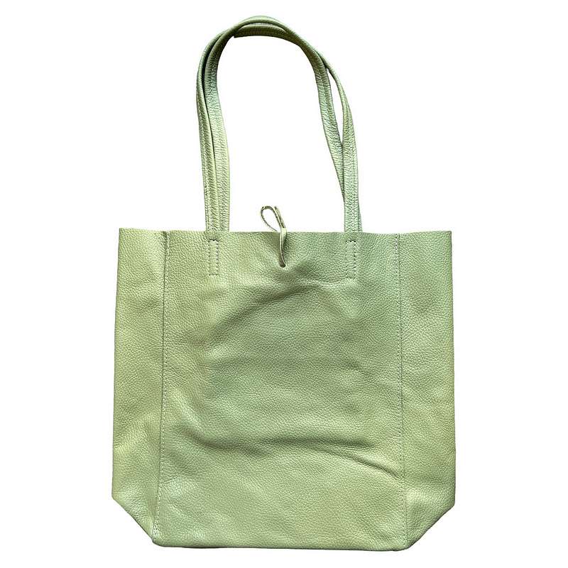 Big Leather Tote in Dusty Green PL215 rear