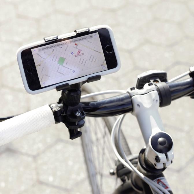 Bike Phone Holder US105-BK on bicycle handlebar