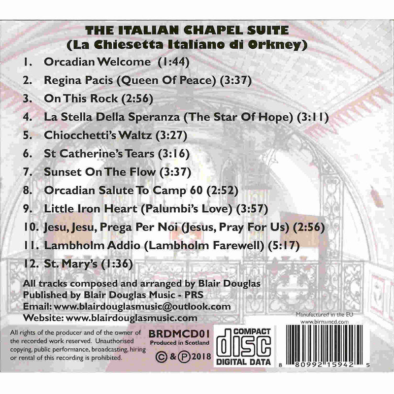 Blair Douglas - Italian Chapel Suite CD back