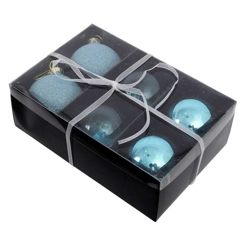 Blue Glass Baubles Set of 6 820107 in box