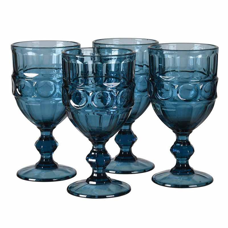 Blue Wine Goblet group of 4