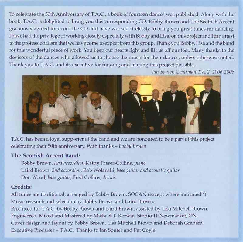 Bobby Brown & The Scottish Accent - TAC 50th Anniversary Collection CD booklet back