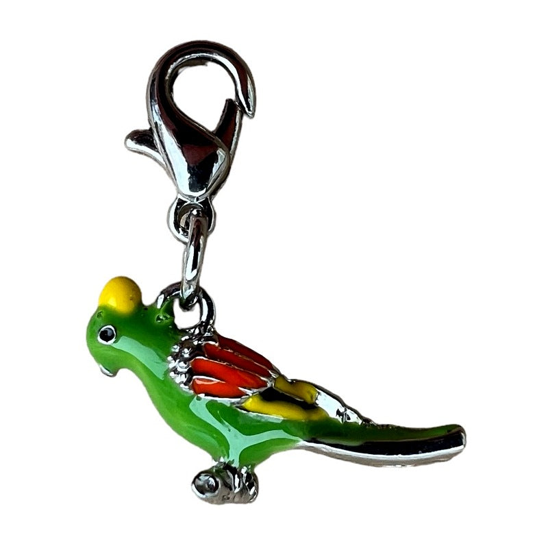 Bombay Duck Charm Enamelled Parrot on branch rear