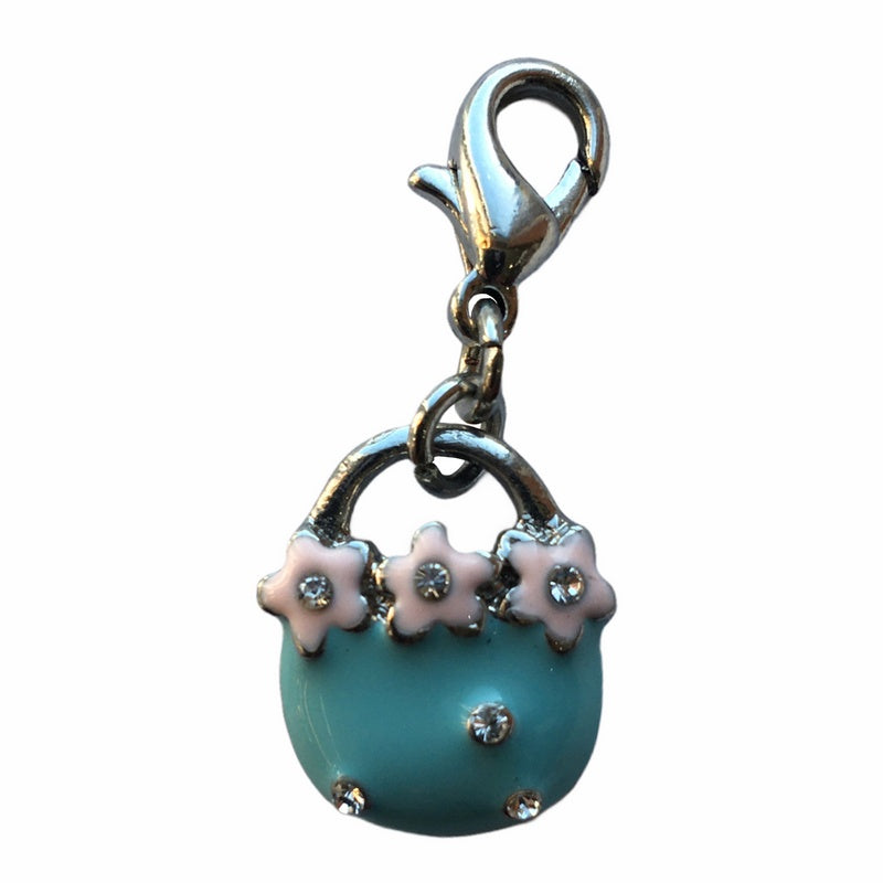 Charm - Jewelled Floral Blue Handbag