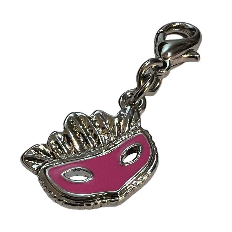 Bombay Duck Charm Pink Enamel Masquerade Mask front