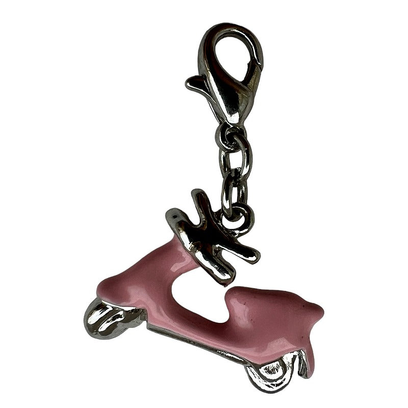 Bombay Duck Charm Pink Enamelled Moped front