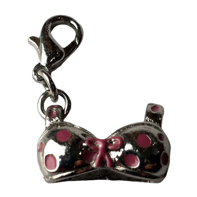 Charm - Silver and Pink Enamelled Bra