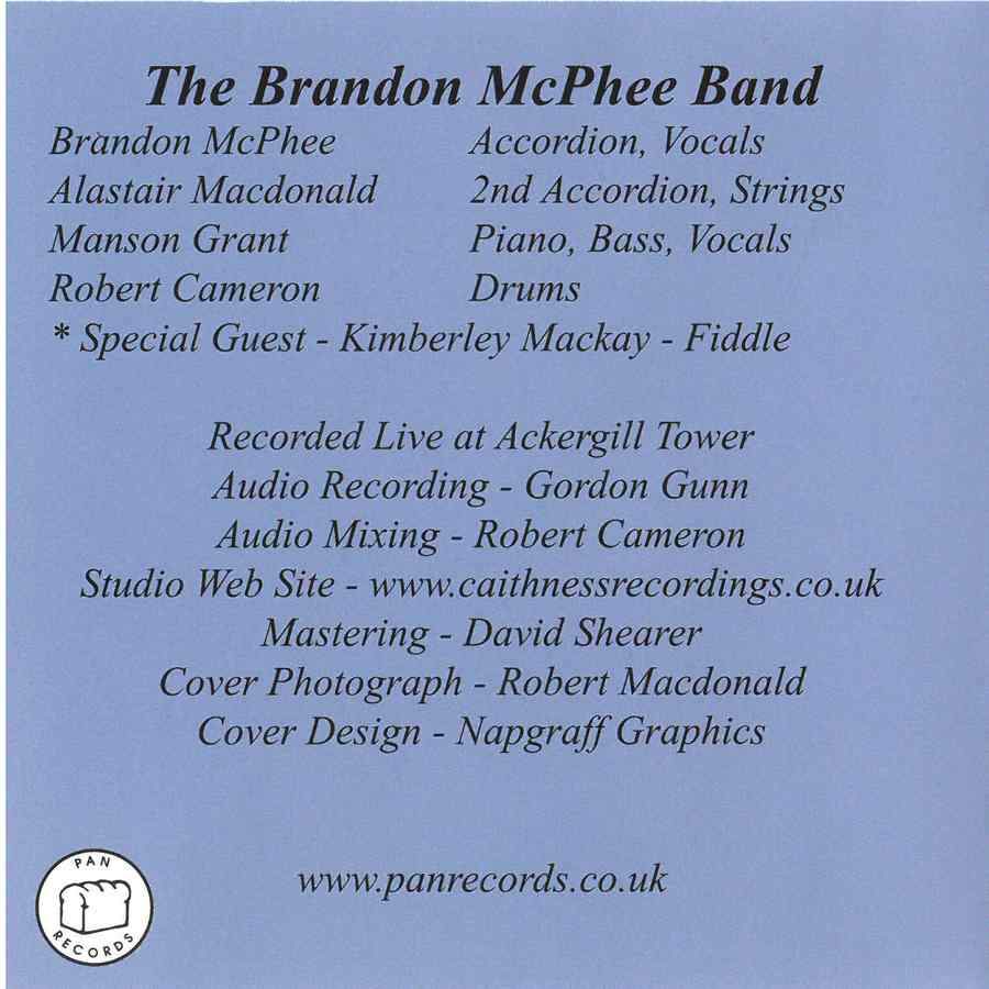 Brandon McPhee Band - Live And Relaxed CDPAN039 back