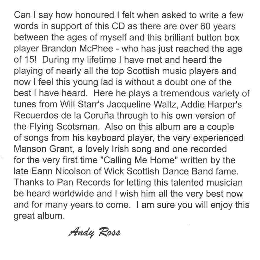 Brandon McPhee Scottish Dance Band - The Flying Scots CDPAN028 inside 1