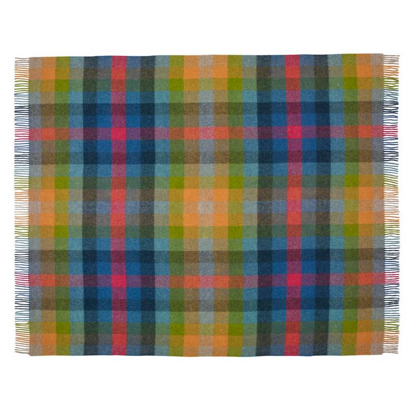 Bronte By Moon Harlequin Tutti Frutti Shetland Wool Throw flat