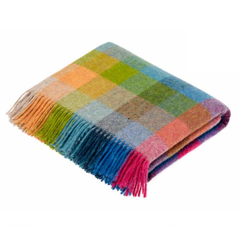 Bronte By Moon Harlequin Tutti Frutti Shetland Wool Throw folded