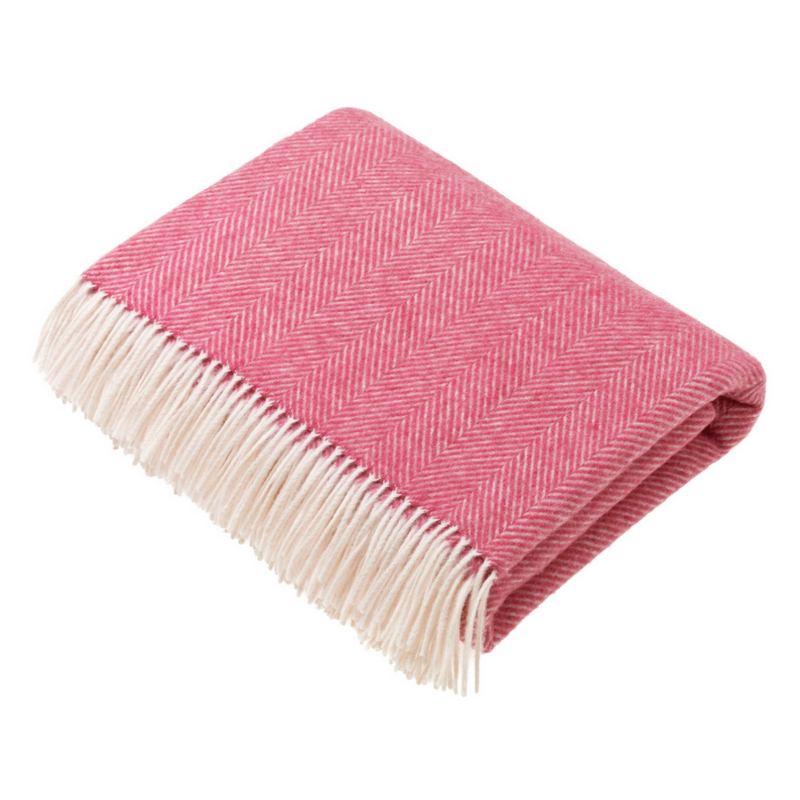 Bronte By Moon Merino Lambswool Herringbone Throw Cerise folded