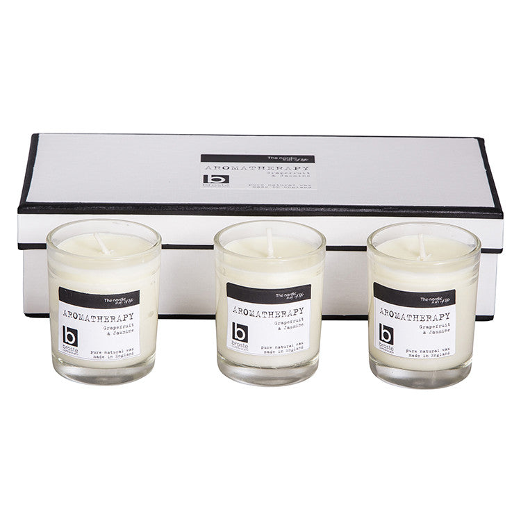 Broste Copenhagen Candle Box With 3 Candles: Grapefruit & Jasmine