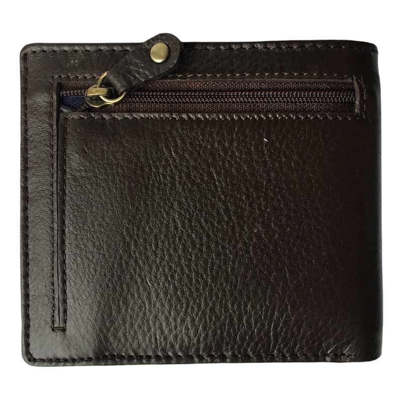 Brown Leather Wallet Embossed Salmon back