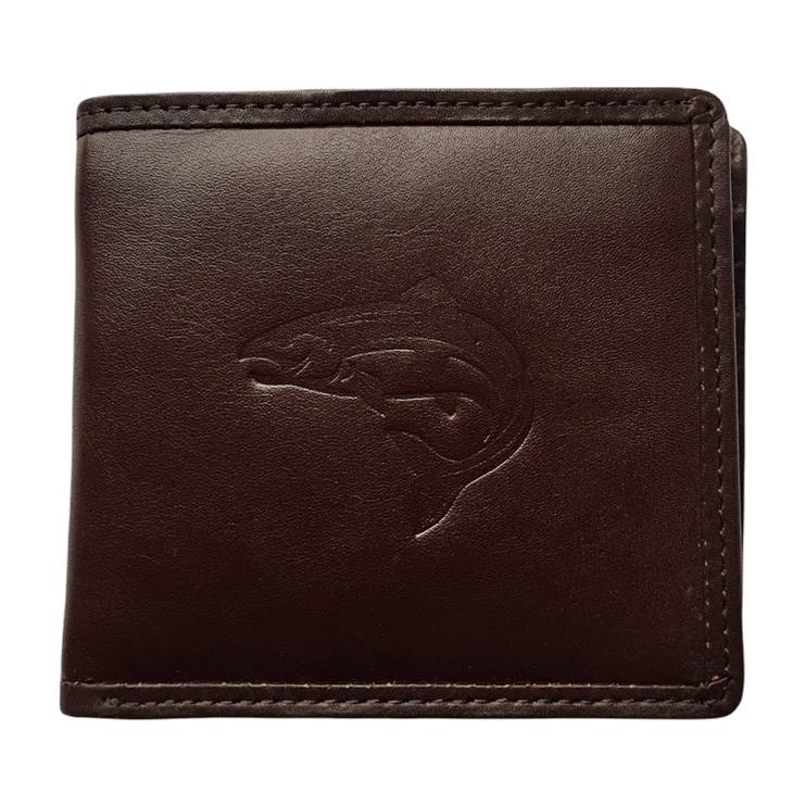 Brown Leather Wallet Embossed Salmon front