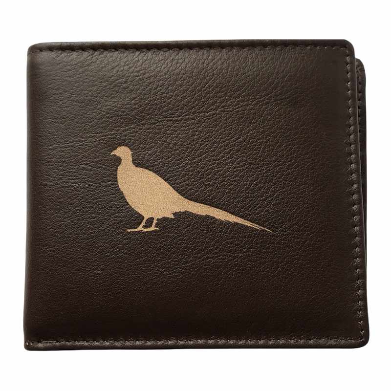 Brown Leather Wallet Pheasant front