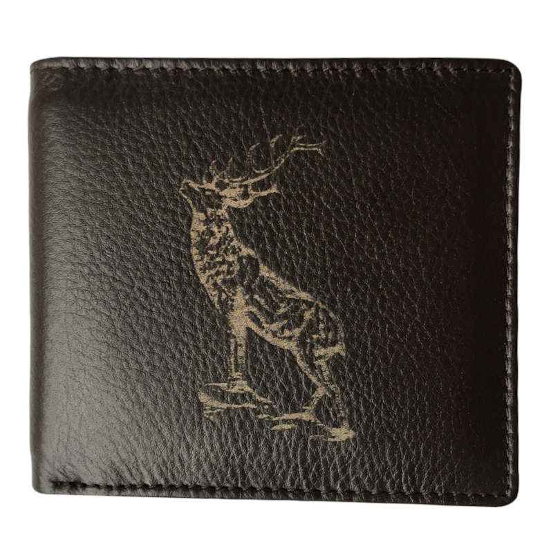 Brown Leather Wallet Stag front